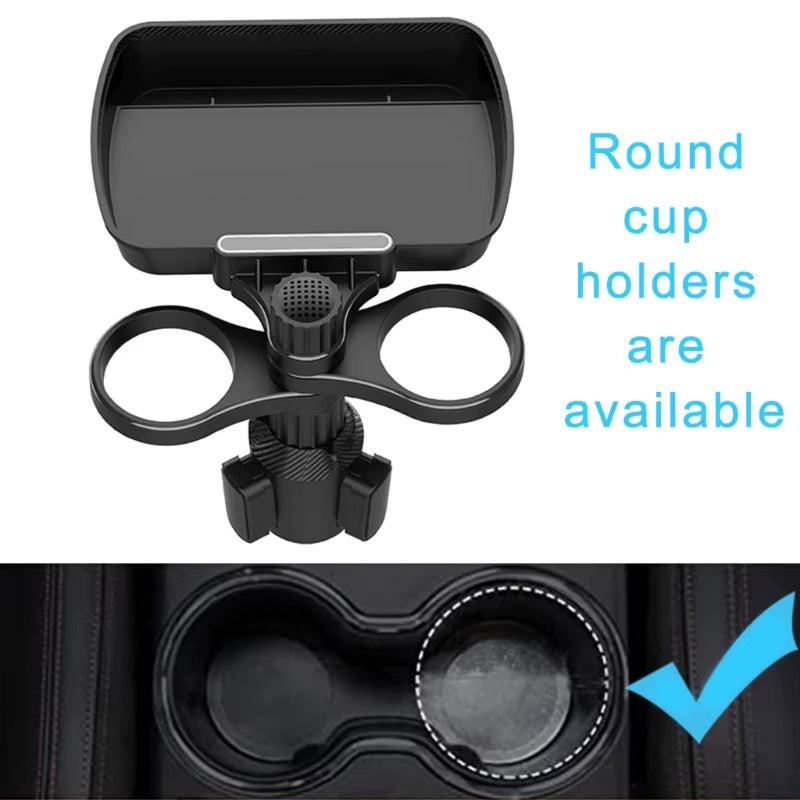 Multifunctional Double Cup Holder Expander Adjustable Car Phone Rack 360 Degree Rotation Secure Stable Easy Installation