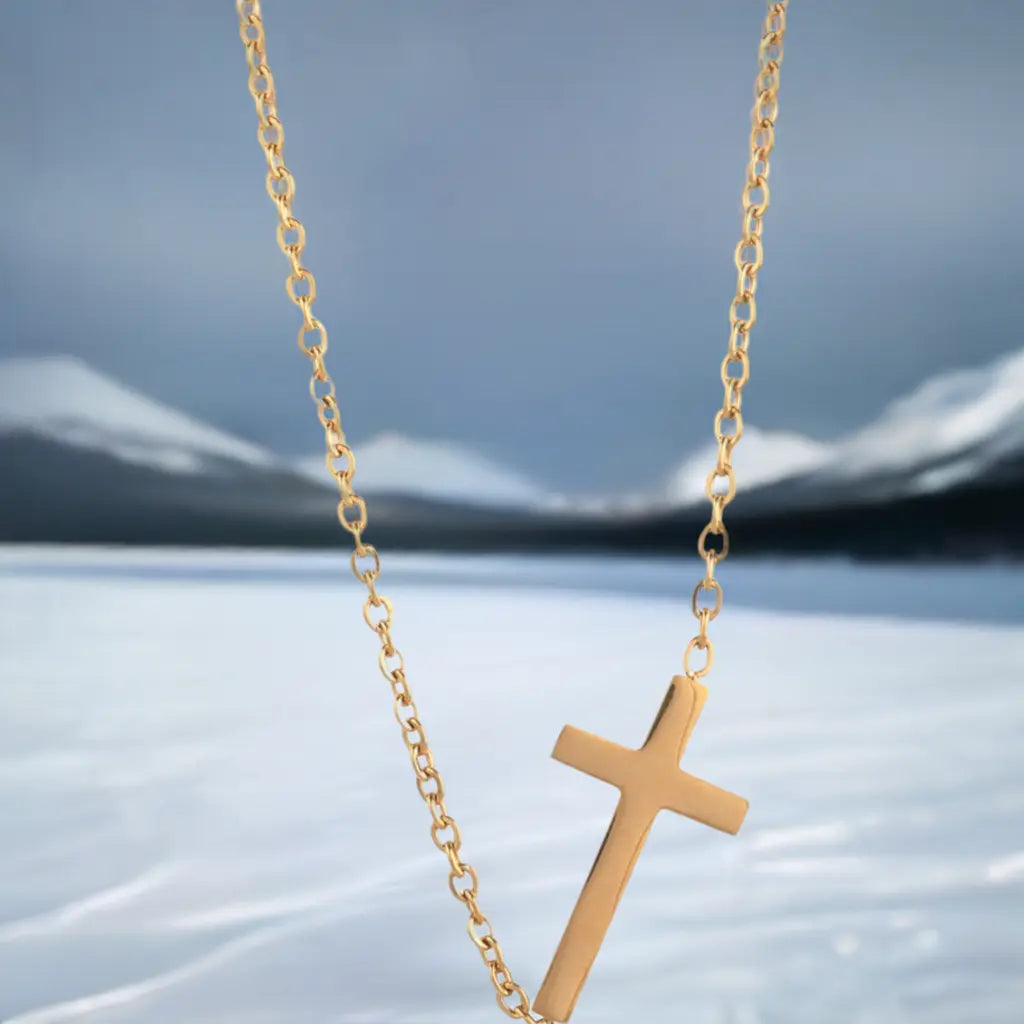 14K Gold Necklace | Gold Plated Cross Pendant Necklace