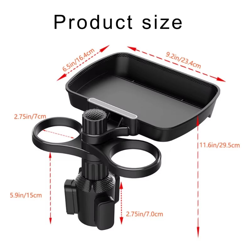 Multifunctional Double Cup Holder Expander Adjustable Car Phone Rack 360 Degree Rotation Secure Stable Easy Installation