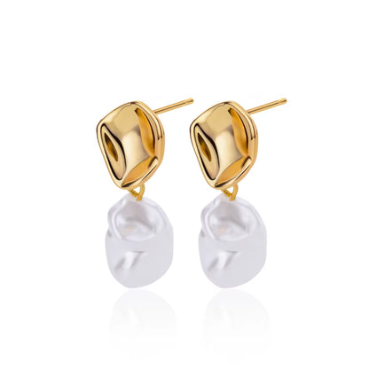 Zircon Pearl Earrings for Women 2023 Trending Stainless Steel Gold Color Drop Earring Wedding Party Luxury Jewelry Bijoux Femme