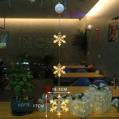 Christmas 3Pcs LED Light Star Xmas Tree Hanging Sucker Lamp Window Ornaments Decoration for Home Xmas Navidad New Year Decor Christmas Decorations