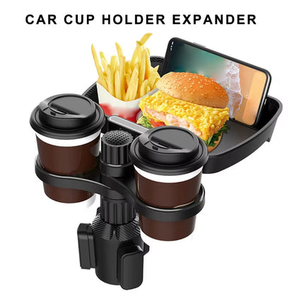 Multifunctional Double Cup Holder Expander Adjustable Car Phone Rack 360 Degree Rotation Secure Stable Easy Installation