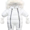 Baby Girl Boy Snowsuit Winter Jacket Clothes Zipper Jumpsuit Hooded Fleece Rompers Long Sleeve Onesies Outwear Outfits W126 White