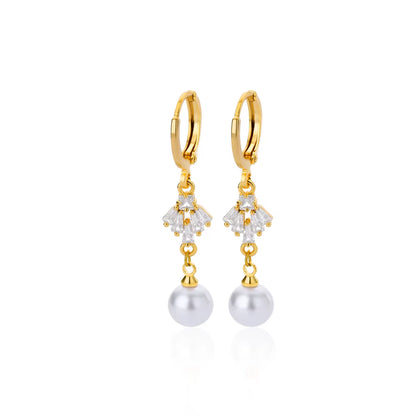 Zircon Pearl Earrings for Women 2023 Trending Stainless Steel Gold Color Drop Earring Wedding Party Luxury Jewelry Bijoux Femme