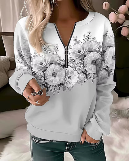 Women'S Hoodies Women Fashion Floral Hoodies Flower Painting Sweatshirt Zip up Hoodie Oversized Sudaderas Harajuku Coats Elegant