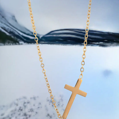 14K Gold Necklace | Gold Plated Cross Pendant Necklace